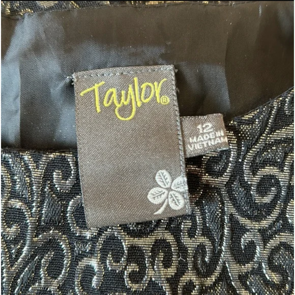 New Without Tags Taylor Metallic Gold Black Cocktail Dress Womens Size 12 - Picture 8 of 9